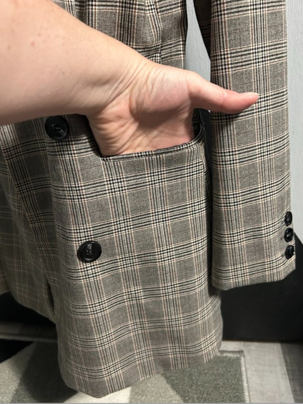 Rachel Zoe Plaid Double Breasted OPEN FRONT Blazer Office Academia Women's S - Picture 7 of 12